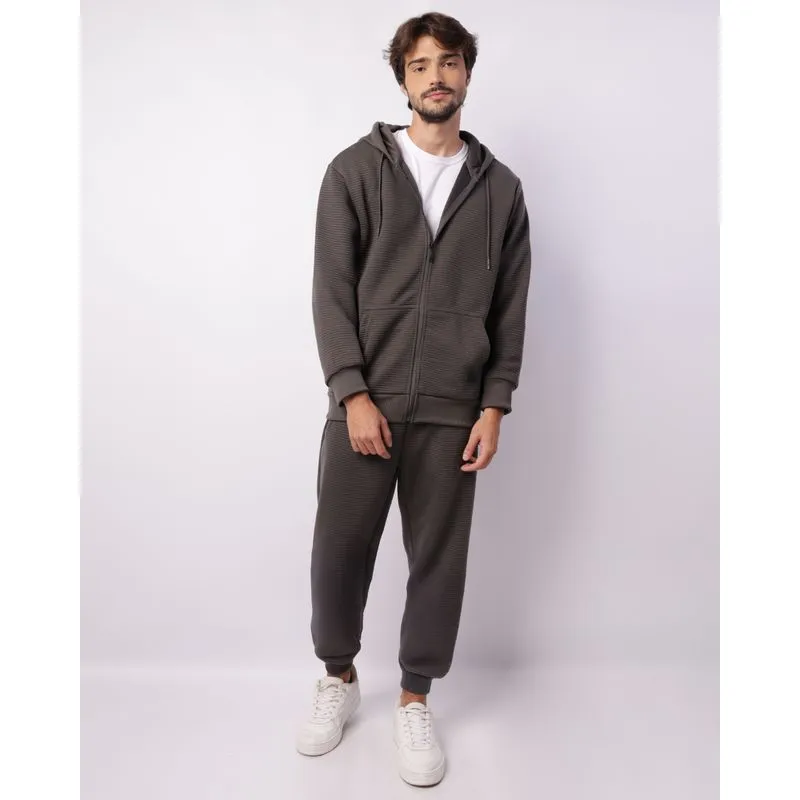 Calça Masculina Jogger Texturizada Com Cordão Cinza G