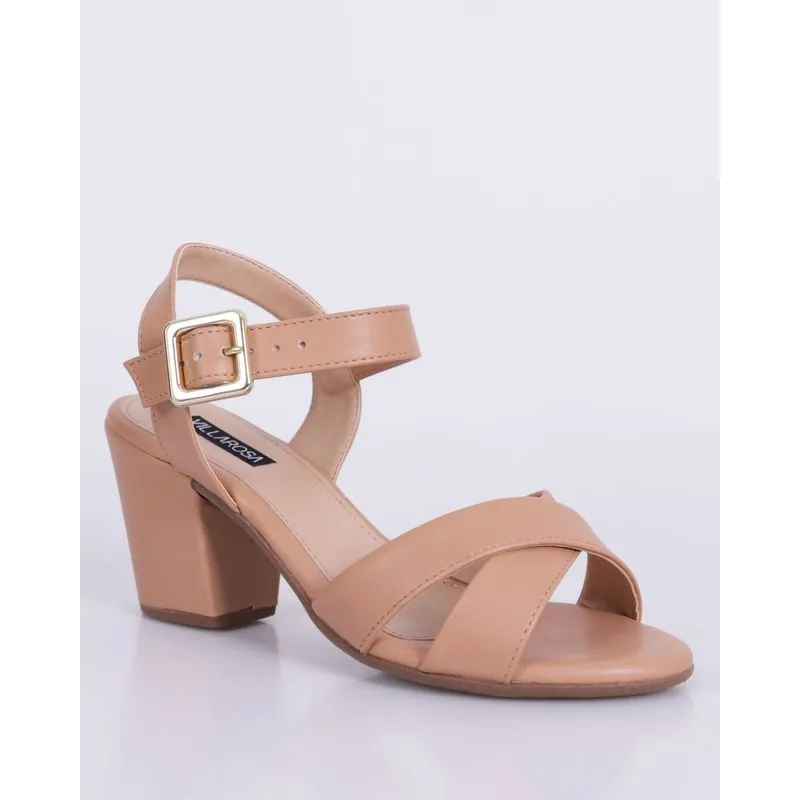 Sandália Feminina Casual Salto Bloco Bege 39