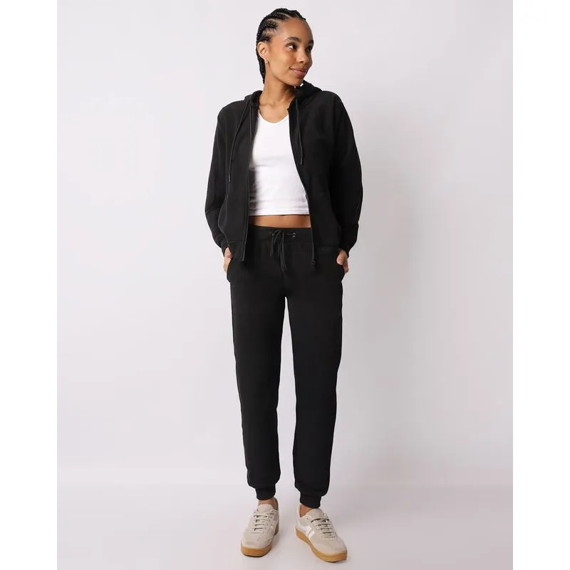 Calça Feminina Jogger Fleece Com Bolsos Preta G