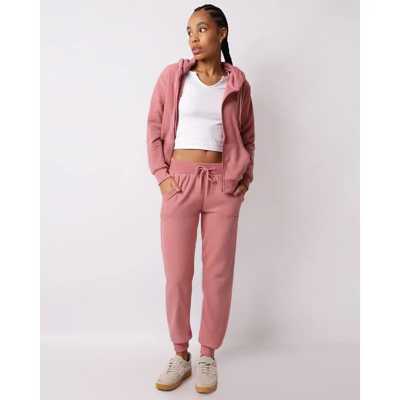 Calça Feminina Jogger Fleece Com Bolsos Rosa G