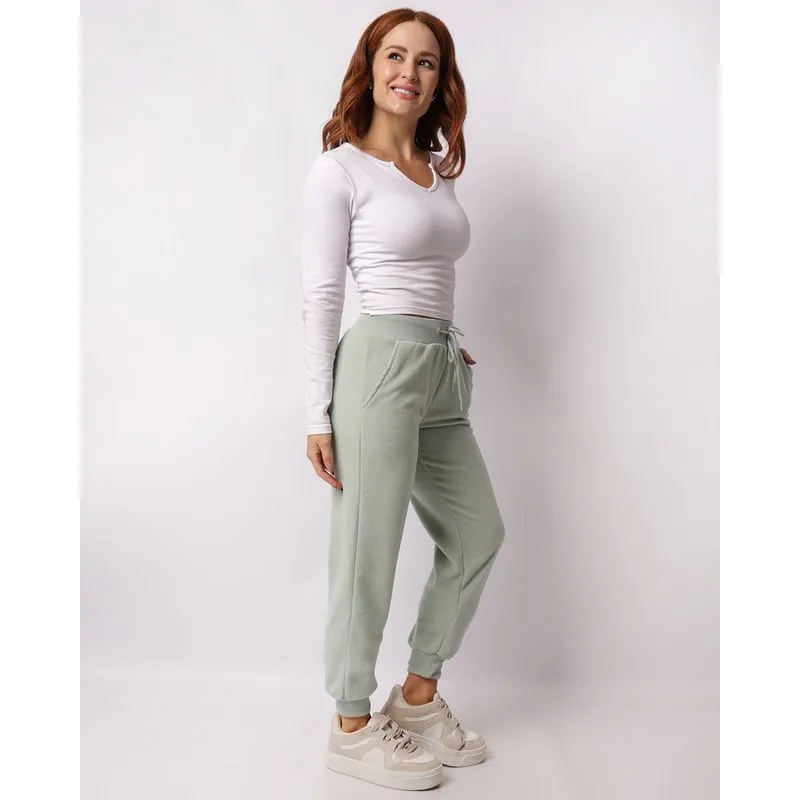 Calça Feminina Jogger Fleece Com Cordão Verde M