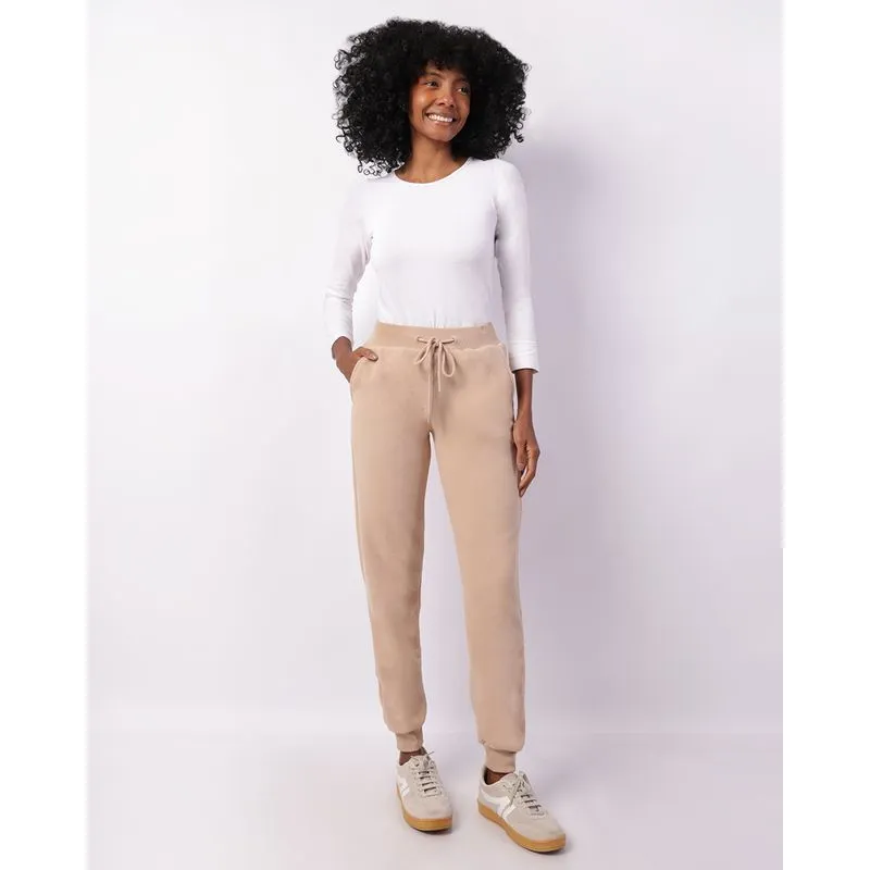 Calça Feminina Jogger Fleece Com Cordão Bege GG