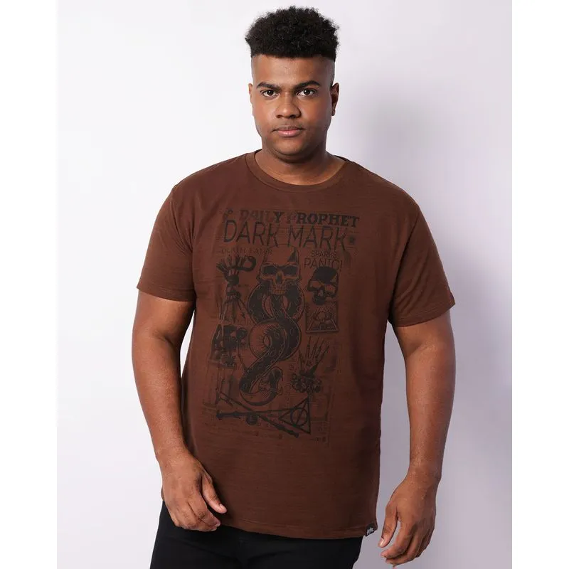 Camiseta Plus Size Masculina Harry Potter Marrom G3