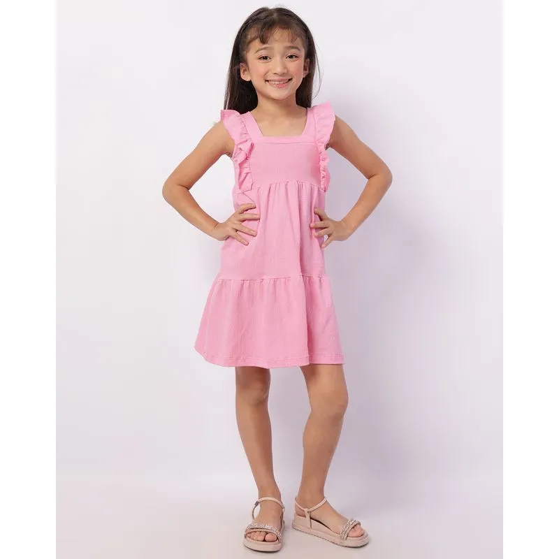 Vestido Infantil Três Marias Anarruga com Babado Rosa 4