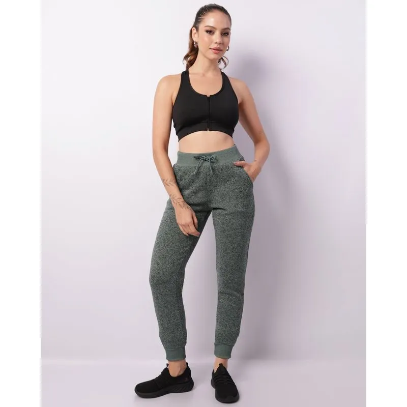 Calça Moletom Fitness Feminina Jogger Com Bolso Mescla Verde M