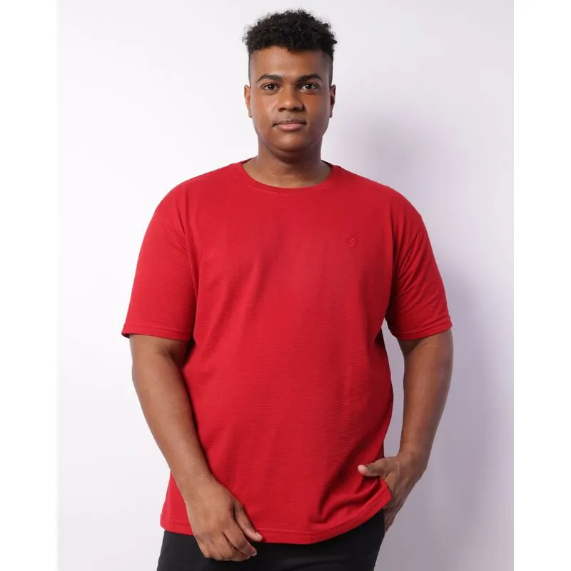 Camiseta Plus Size Masculina Manga Curta Texturizada Bordada Vermelha G3