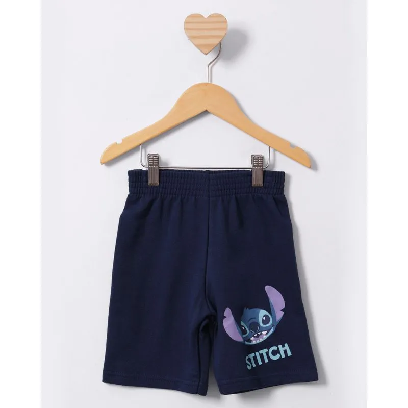 Bermuda Bebê Disney Stitch Moletinho Marinho 3