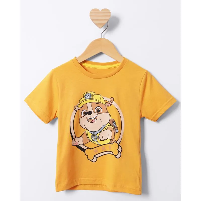 Camiseta Bebê Rubble Patrulha Canina Manga Curta Mostarda 3