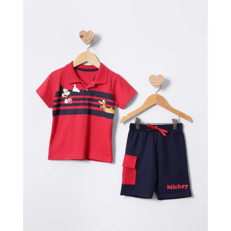 Conjunto Bebê Curto Polo Disney Mickey Vermelha 2