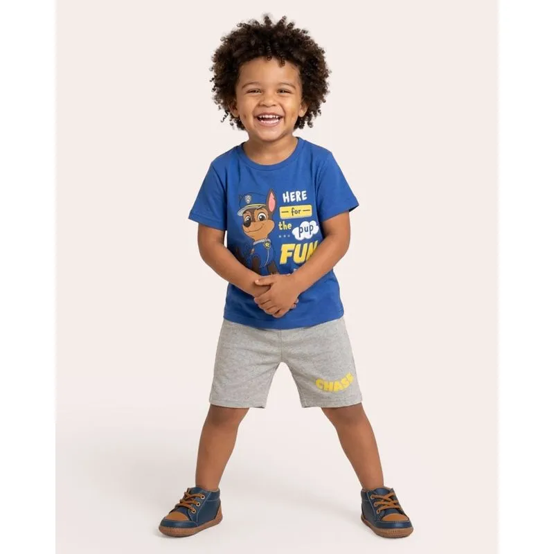 Conjunto Bebê Curto Algodão Patrulha Canina Chase Azul 3