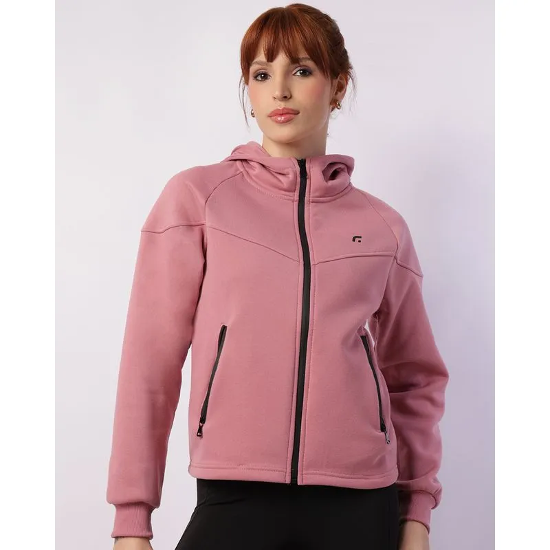 Jaqueta Moletom Fitness Feminina Fitter Capuz e Bolso Rosa P