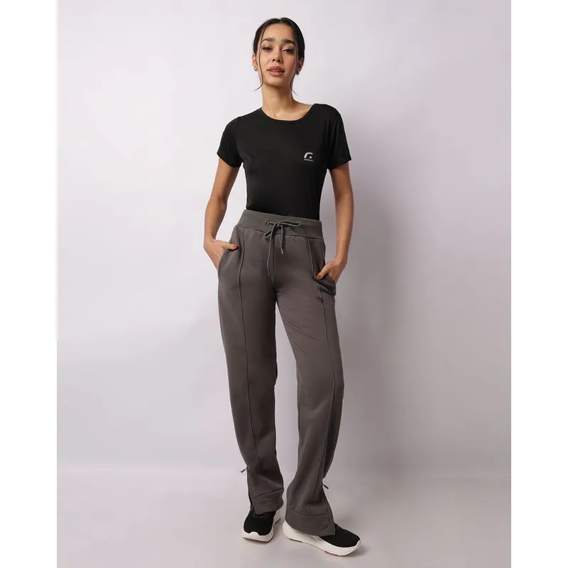 Calça Moletom Feminina Fitness Reta Fitter Com Cordão Cinza GG
