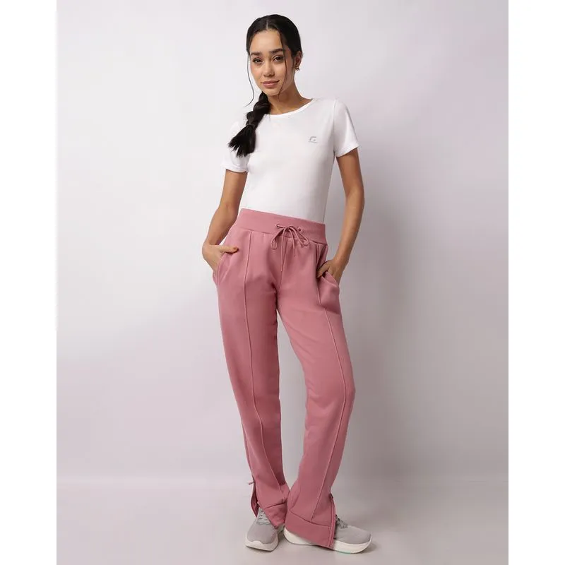 Calça Moletom Feminina Fitness Reta Fitter Com Cordão Rosa M
