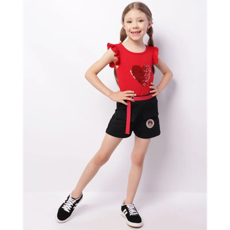 Short Infantil Curto Disney Minnie Vermelho 4