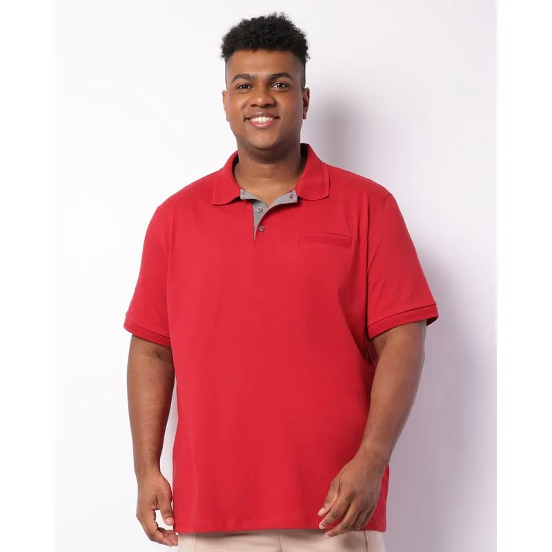 Camisa Polo Plus Size Masculina Manga Curta Vermelha G1