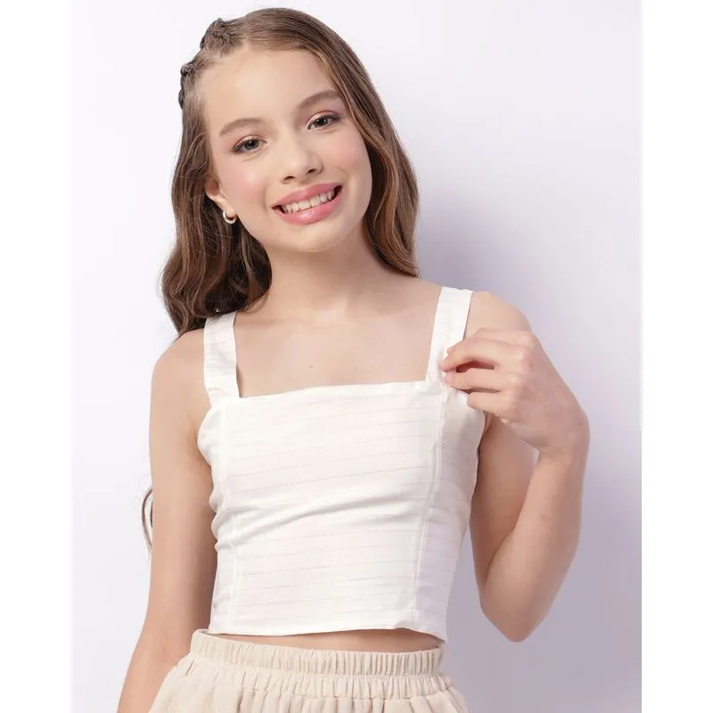 Regata Juvenil Cropped Fios Lurex Branca 12