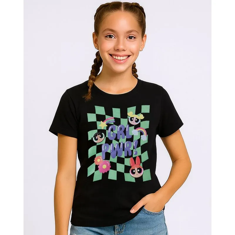 Camiseta Juvenil Algodão As Meninas Superpoderosas Preta 12