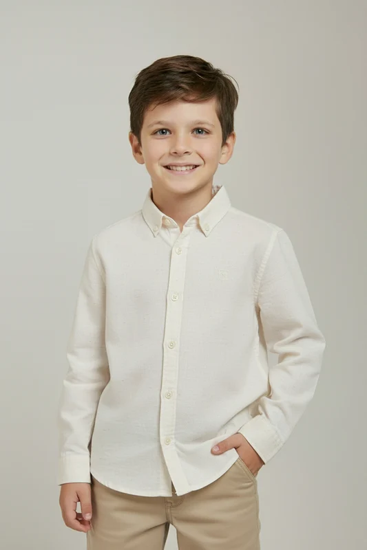 CAMISA ML 2883LI INFANTIL OFF WHITE / 10A