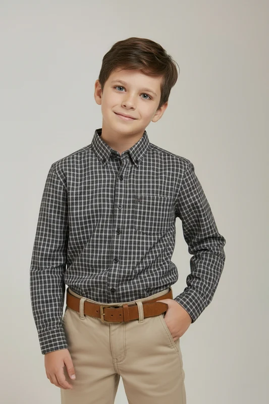 CAMISA ML REGULAR 29106LI INFANTIL XADREZ / 4A