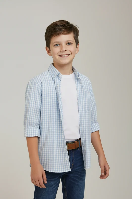 CAMISA TRICOLINE REGULAR 29235LI INFANTIL XADREZ / 14A
