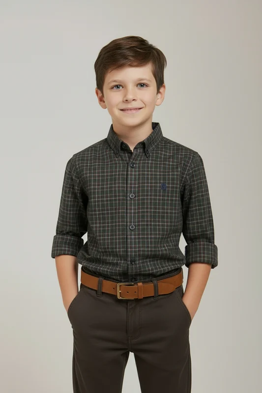 CAMISA SLIM TAFETA 29249LI INFANTIL XADREZ / 12A