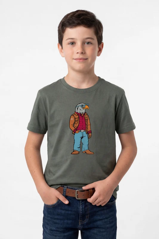 CAMISETA REGULAR FIO 30 PENTEADA 192404 INFANTIL VERDE MILITAR / 12A