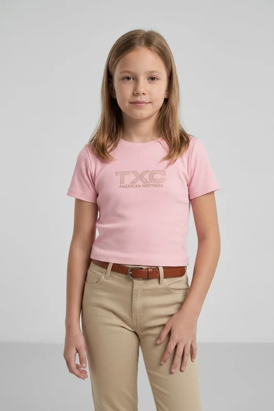 CAMISETA SLIM FIO 30 PENTEADA 51078I INFANTIL ROSA CLARO / 2A