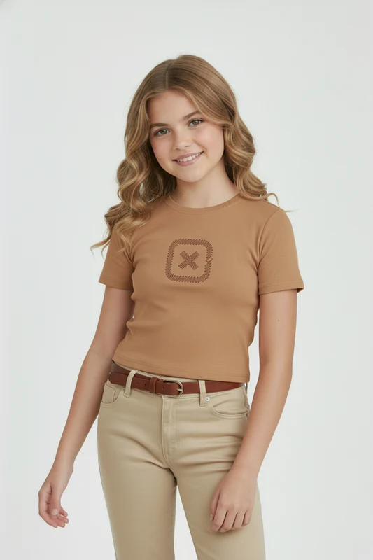 CAMISETA SLIM FIO 30 PENTEADA 51048I INFANTIL CARAMELO / 6A