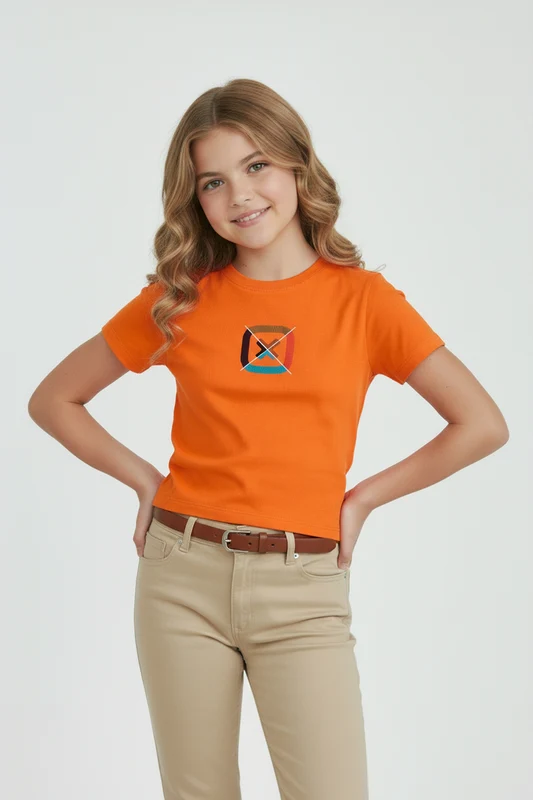 CAMISETA SLIM FIO 30 PENTEADA 51066I INFANTIL LARANJA / 4A