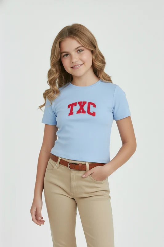 CAMISETA SLIM FIO 30 PENTEADA 51071I INFANTIL AZUL CLARO / 14A