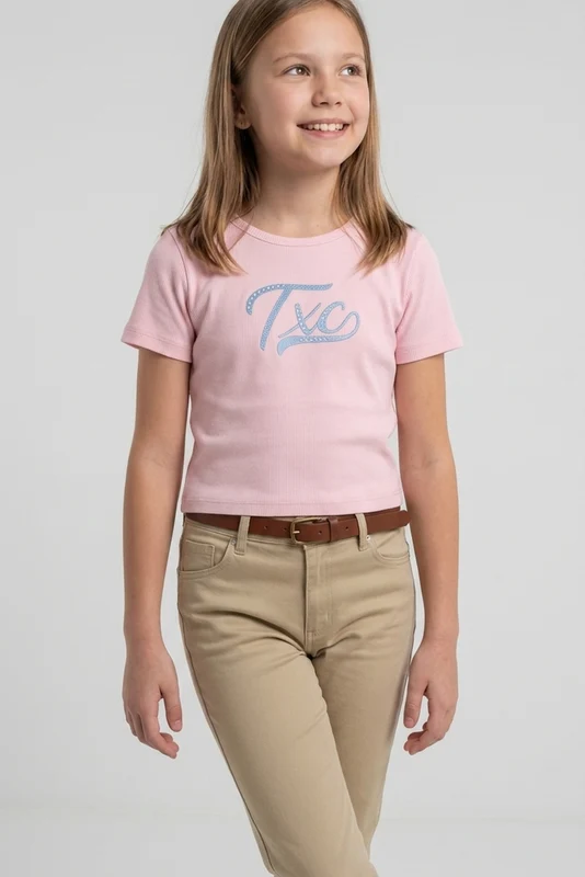 CAMISETA SLIM FIO 30 PENTEADA 51074I INFANTIL ROSA CLARO / 12A