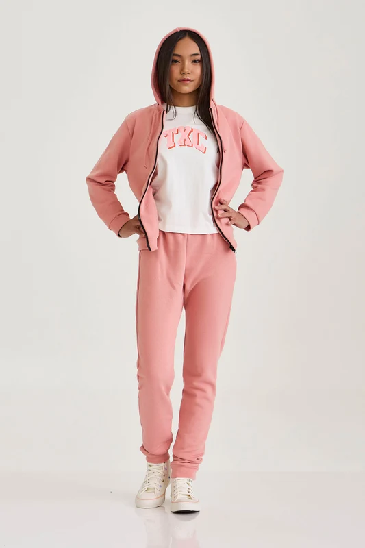 CALCA JOGGER MOLETOM COS ELASTICO 25113I INFANTIL ROSA CLARO / 12A