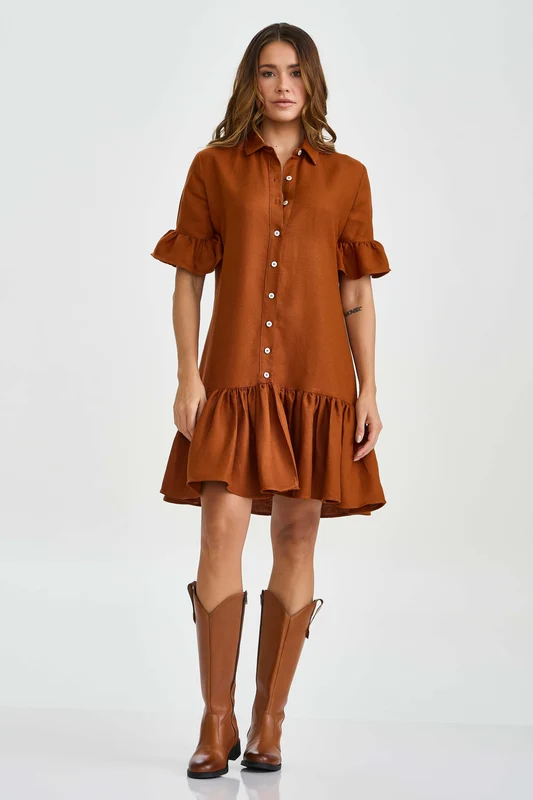 VESTIDO EVASE MALHA 40091V MARROM / M