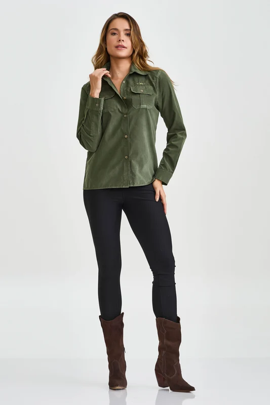 CAMISA OVERSIZED CAMURCA 12293L VERDE MILITAR / P