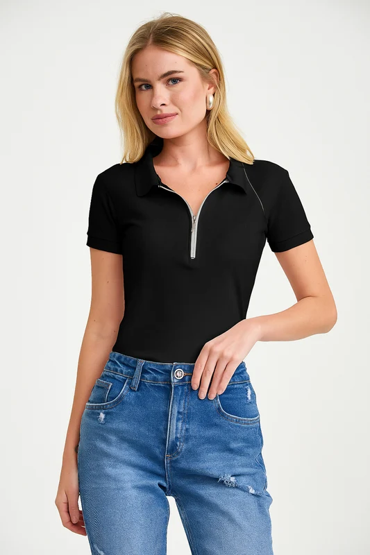 POLO SLIM PIQUET 27367 PRETO / M