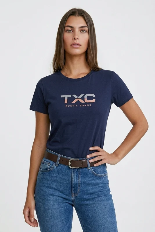 CAMISETA SLIM FIO 30 PENTEADA STRASS 51195 MARINHO / GG