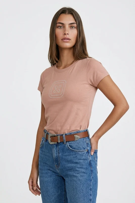 CAMISETA SLIM FIO 30 PENTEADA STRASS 51176 ROSA / GG