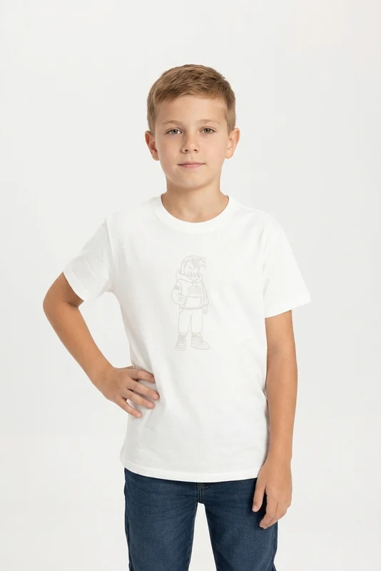 CAMISETA REGULAR FIO 30 PENTEADA 192656 INFANTIL OFF WHITE / 12A