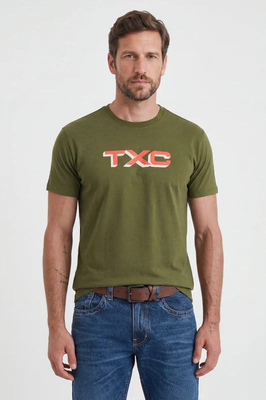 CAMISETA REGULAR FIO 30 PENTEADA 192593 VERDE MILITAR / P