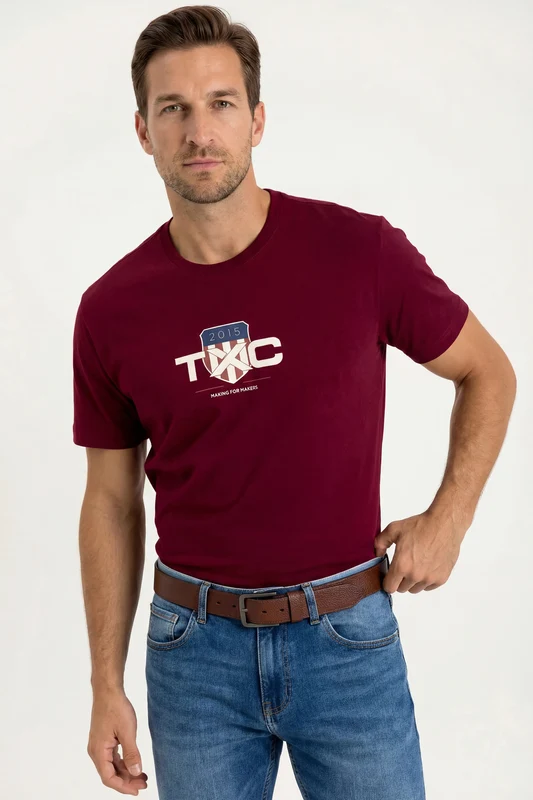 CAMISETA REGULAR FIO 30 PENTEADA 192586 BORDO / P