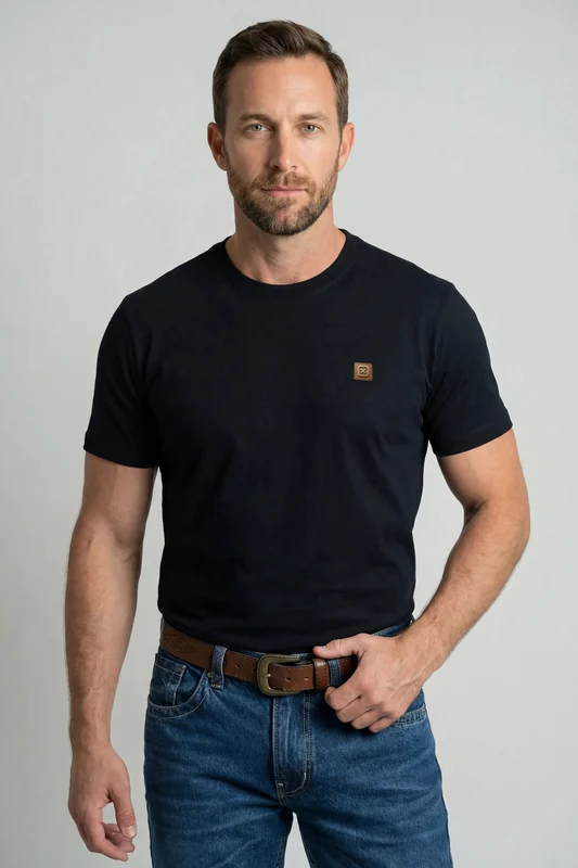CAMISETA REGULAR MALHA 192594 PRETO / M