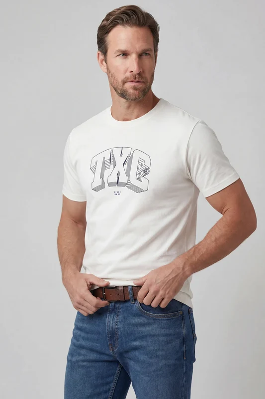 CAMISETA REGULAR FIO 30 PENTEADA 192577 OFF WHITE / GG