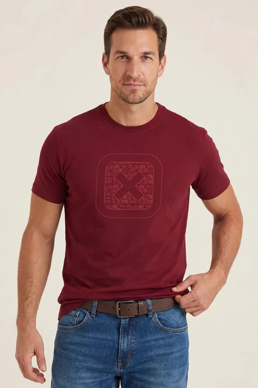 CAMISETA REGULAR FIO 30 PENTEADA 192585 BORDO / P