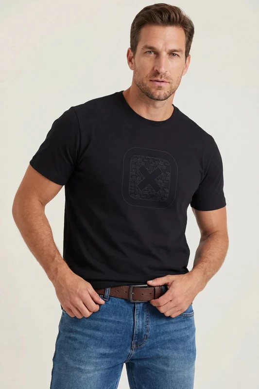 CAMISETA REGULAR FIO 30 PENTEADA 192585 PRETO / GG
