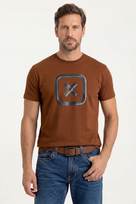 CAMISETA REGULAR FIO 30 PENTEADA 192613 MARROM / P