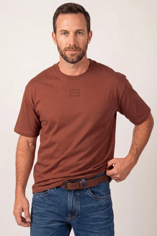 CAMISETA OVERSIZED MALHA 192643 MARROM / M