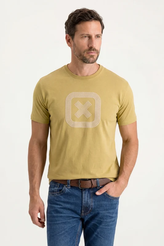 CAMISETA REGULAR FIO 30 PENTEADA 192635 KHAKI / M