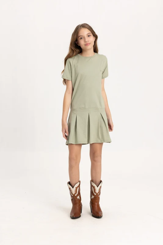 VESTIDO RAGLAN MALHA 40106VI INFANTIL VERDE CLARO / 4A