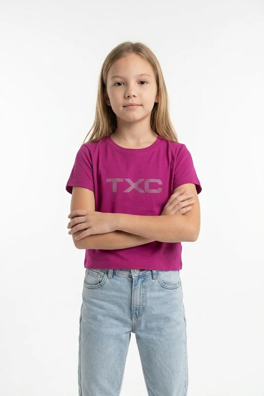 CROPPED SLIM FIO 30 PENTEADA STRASS 5120 INFANTIL ROSA / 6A