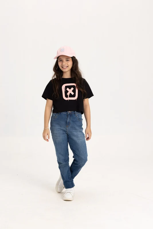 CROPPED SLIM FIO 30 PENTEADA 51202I INFANTIL PRETO / 14A